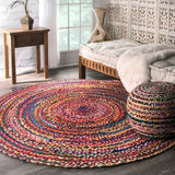 Fair Trade Handmade Jute Rag Rug Multi Colored