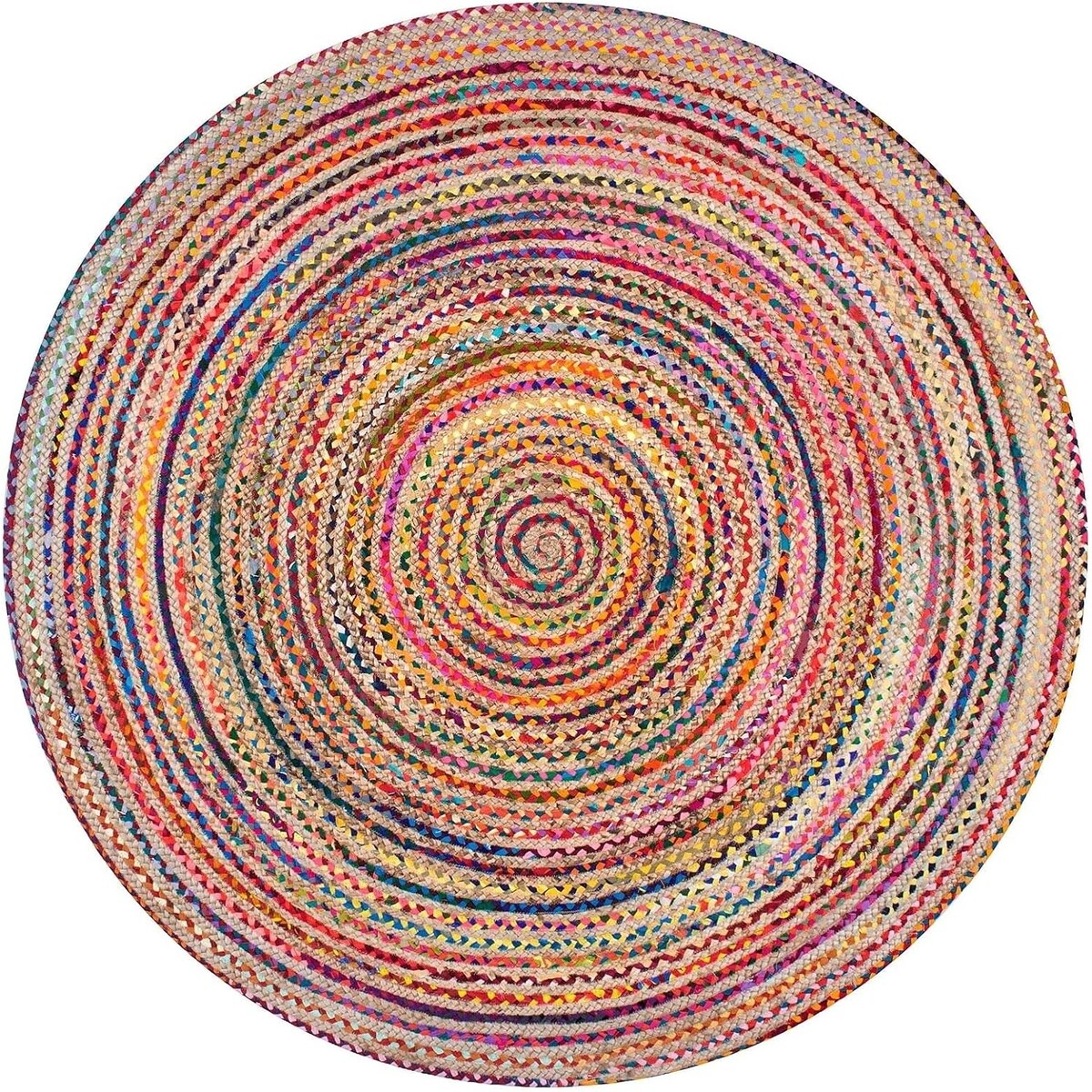 Fair Trade Handmade Jute Rag Rug Multi Colored