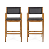 Fairfax Outdoor Acacia Wood Barstools with Outdoor Mesh (Set of 2) by Christopher Knight Home