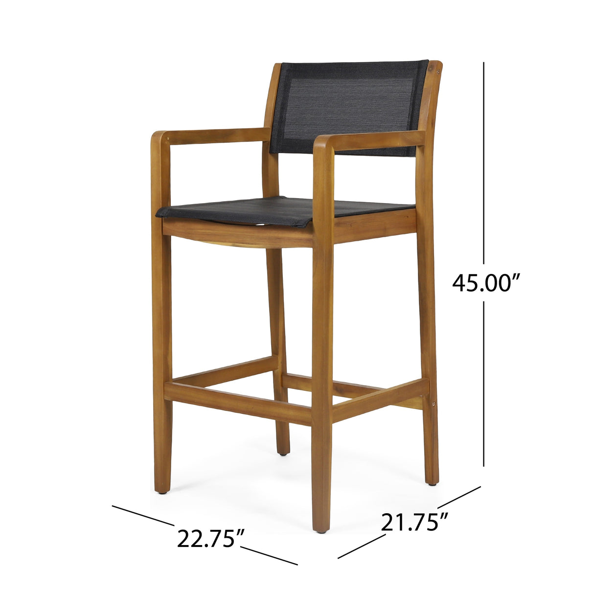 Fairfax Outdoor Acacia Wood Barstools with Outdoor Mesh (Set of 2) by Christopher Knight Home