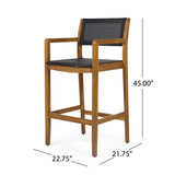 Fairfax Outdoor Acacia Wood Barstools with Outdoor Mesh (Set of 2) by Christopher Knight Home