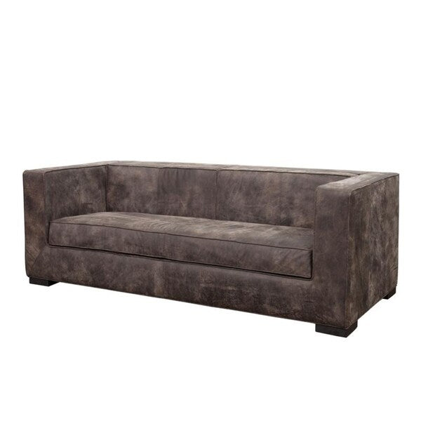 Fairmount Distressed Brown Leather Modern Sofa