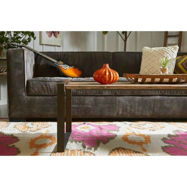 Fairmount Distressed Brown Leather Modern Sofa
