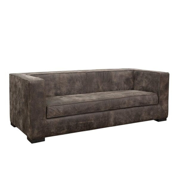 Fairmount Distressed Brown Leather Modern Sofa