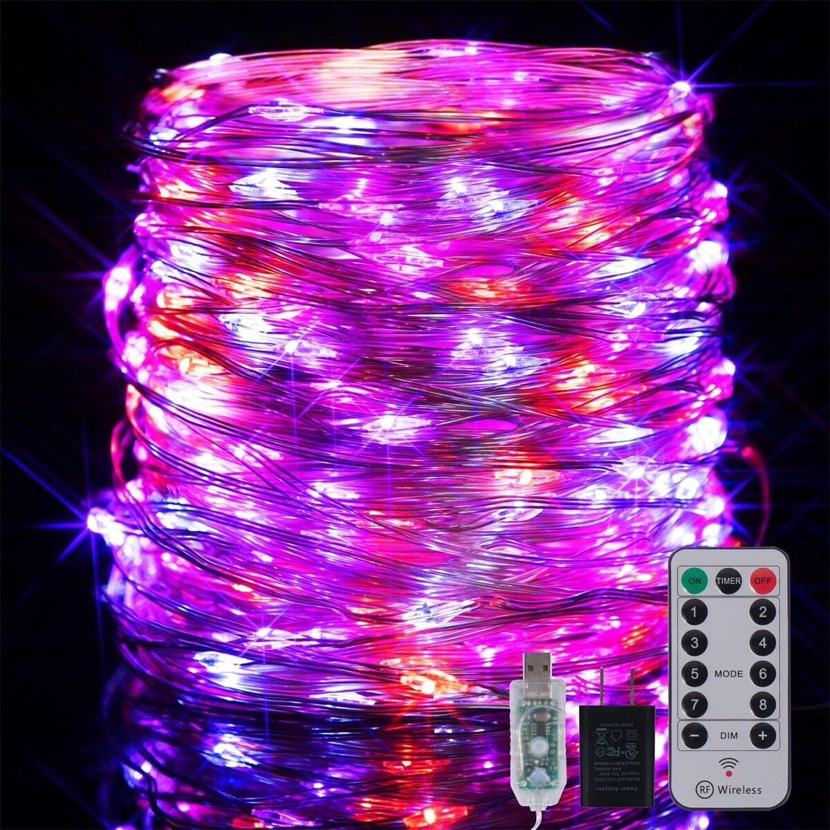 Fairy Lights Plug in Mini LEDs String Lights with RF Remote - 2 Pack