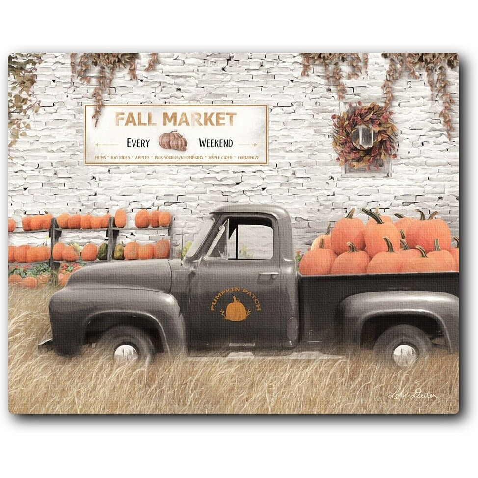 Fall Pumpkin Market 20x16 Gallery Wrapped Stretched Canvas