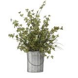 D&W Silks Fall and Green Branches in Oval Metal Bucket
