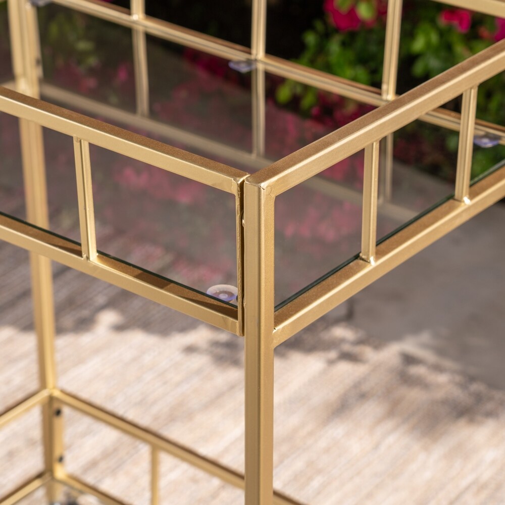 Falon Industrial Modern Iron Tempered Glass Bar Cart by Christopher Knight Home