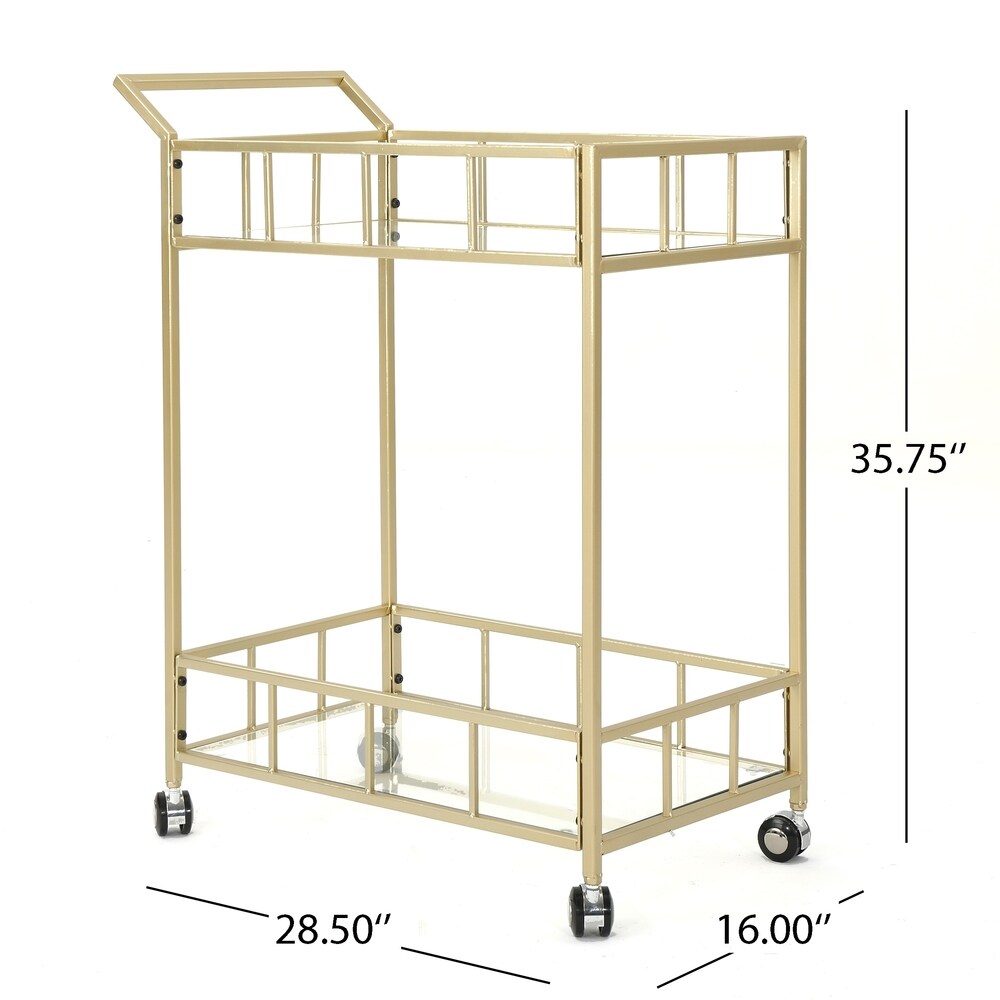 Falon Industrial Modern Iron Tempered Glass Bar Cart by Christopher Knight Home