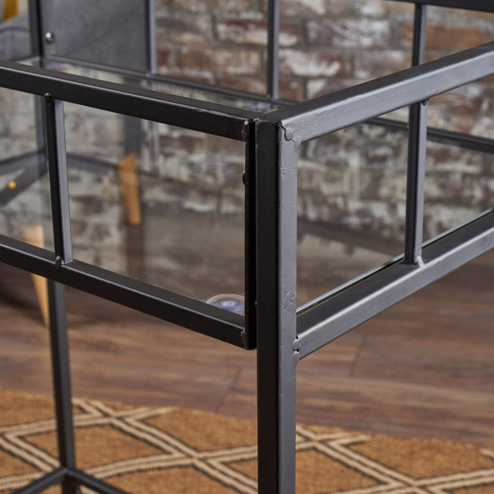Falon Industrial Modern Iron Tempered Glass Bar Cart by Christopher Knight Home