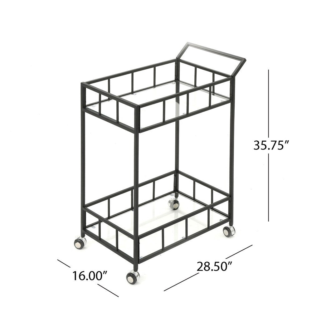 Falon Industrial Modern Iron Tempered Glass Bar Cart by Christopher Knight Home