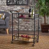 Falon Industrial Modern Iron Tempered Glass Bar Cart by Christopher Knight Home