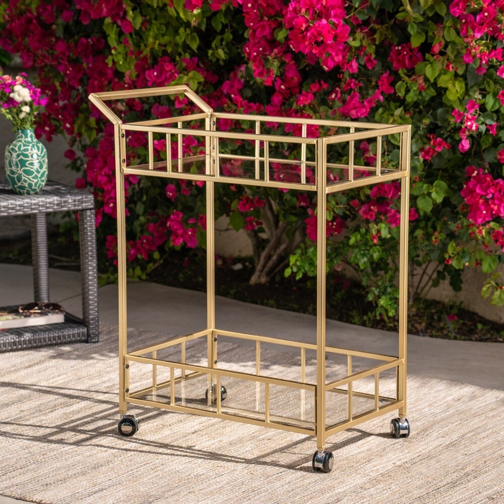 Falon Industrial Modern Iron Tempered Glass Bar Cart by Christopher Knight Home
