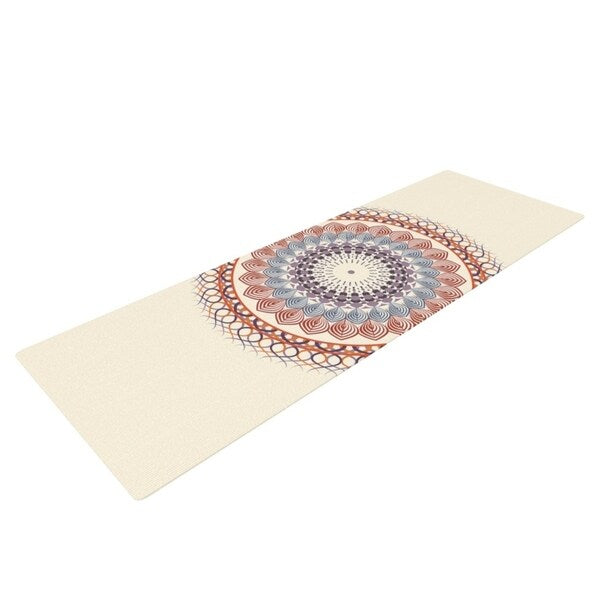 Famenxt "Vintage Mandala" Yellow Multicolor Yoga Mat - Beige