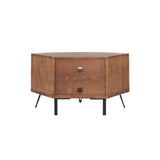 Fan Shape Reclaimed Wood Corner Media Table Space Saving