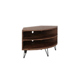 Fan Shape Reclaimed Wood Corner Media Table Space Saving