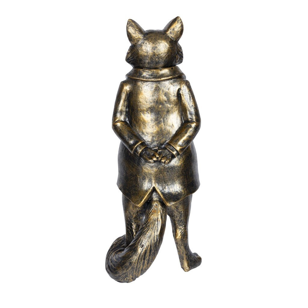 Fancy Victorian Fox Metal Statue - 10" H x 4" W x 3.25" D
