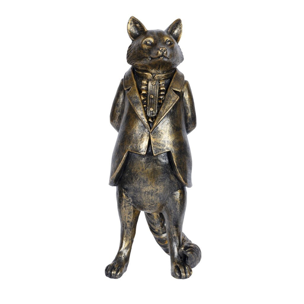 Fancy Victorian Fox Metal Statue - 10" H x 4" W x 3.25" D