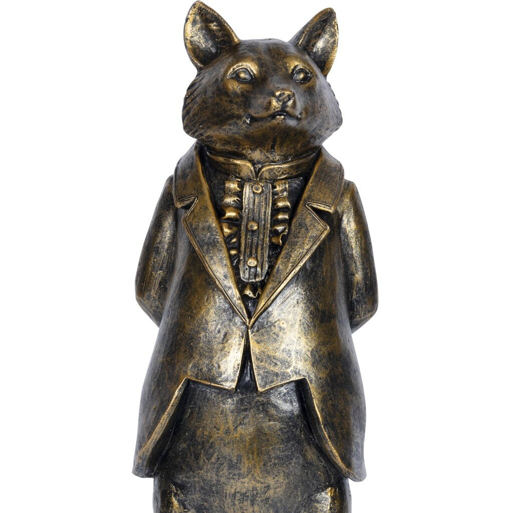 Fancy Victorian Fox Metal Statue - 10" H x 4" W x 3.25" D