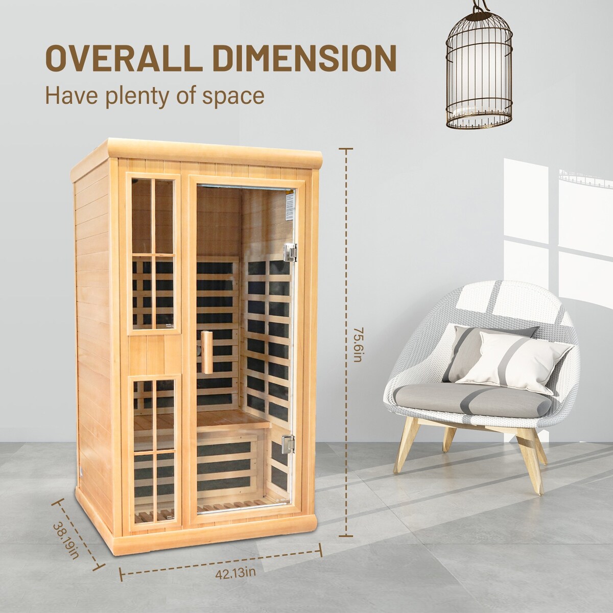 Far Infrared Sauna Double Room with Atmosphere Light, Bluetooth Sound