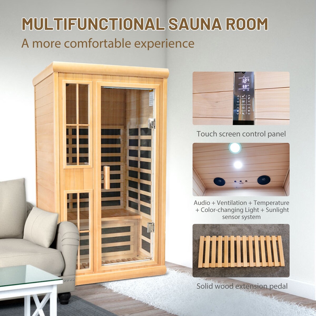 Far Infrared Sauna Double Room with Atmosphere Light, Bluetooth Sound