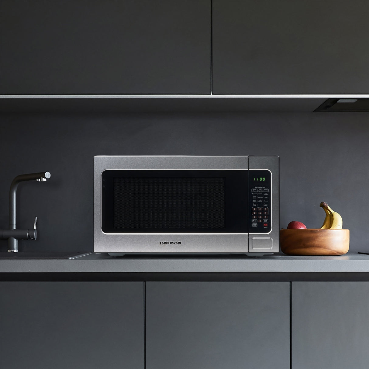 Farberware Professional 2.2 Cu. Ft. 1200-Watt Microwave Oven with Smart Sensor Cooking, Stainless Steel