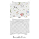 Farm Animals Collection Boy Girl 3-piece Full / Queen-size Comforter Set - Watercolor Farmhouse Lattice Horse Cow Sheep Pig