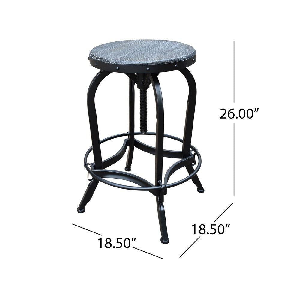 Farmdale Industrial Reclaimed Firwood Adjustable Height Swivel Bar Stool (Set of 2) by Christopher Knight Home