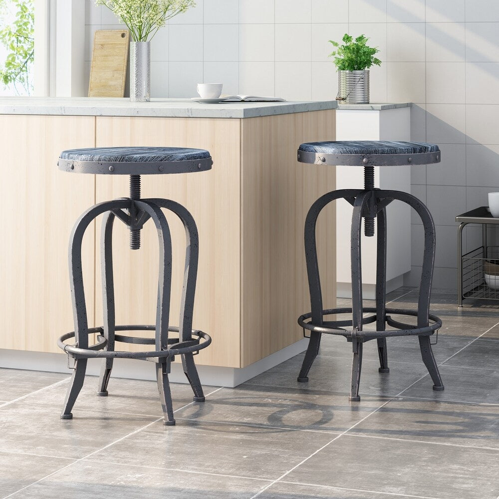 Farmdale Industrial Reclaimed Firwood Adjustable Height Swivel Bar Stool (Set of 2) by Christopher Knight Home