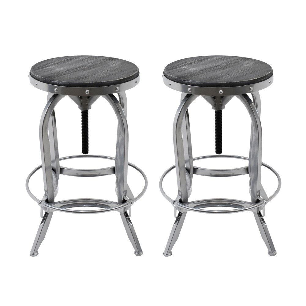 Farmdale Industrial Reclaimed Firwood Adjustable Height Swivel Bar Stool (Set of 2) by Christopher Knight Home