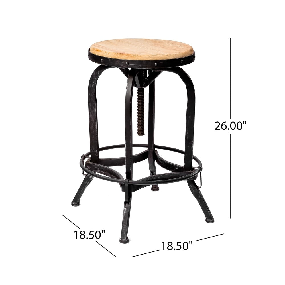 Farmdale Industrial Reclaimed Firwood Adjustable Height Swivel Bar Stool (Set of 2) by Christopher Knight Home