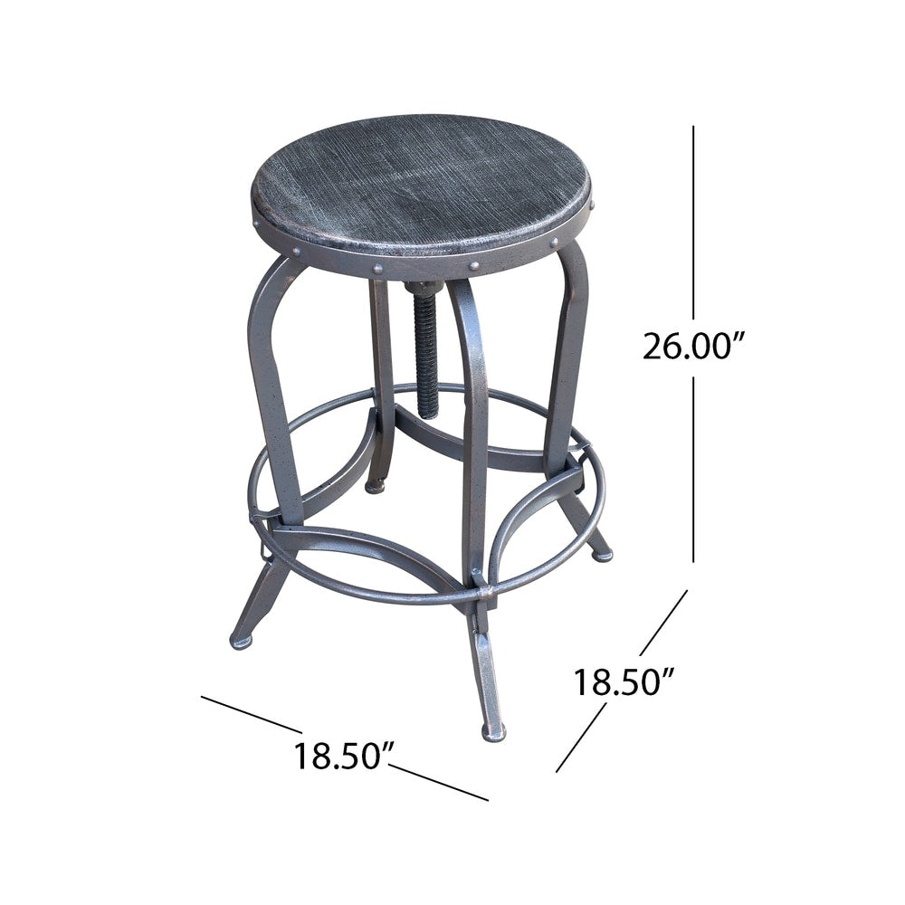 Farmdale Industrial Reclaimed Firwood Adjustable Height Swivel Bar Stool (Set of 2) by Christopher Knight Home