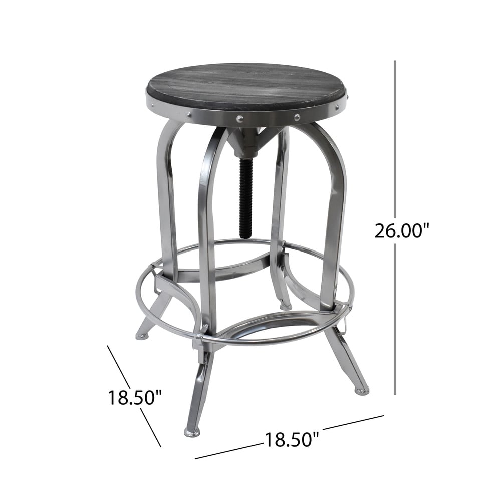 Farmdale Industrial Reclaimed Firwood Adjustable Height Swivel Bar Stool (Set of 2) by Christopher Knight Home