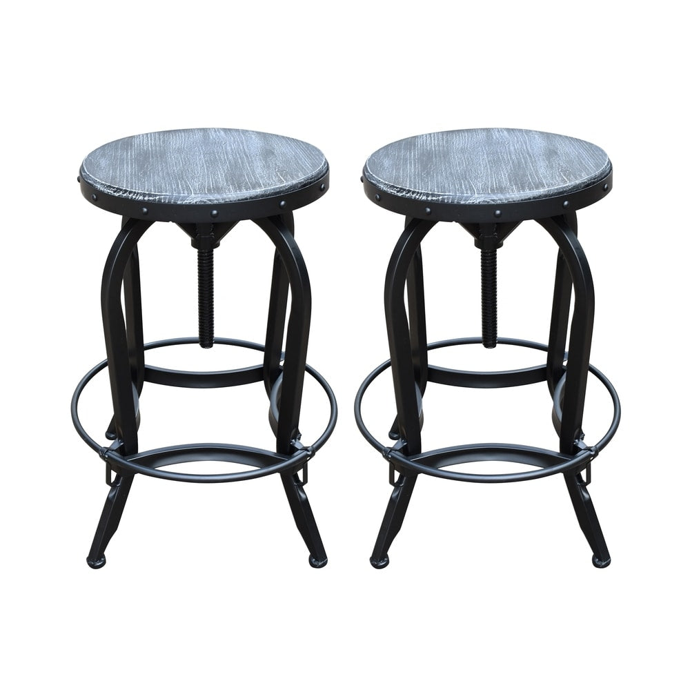 Farmdale Industrial Reclaimed Firwood Adjustable Height Swivel Bar Stool (Set of 2) by Christopher Knight Home