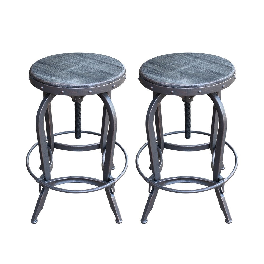Farmdale Industrial Reclaimed Firwood Adjustable Height Swivel Bar Stool (Set of 2) by Christopher Knight Home