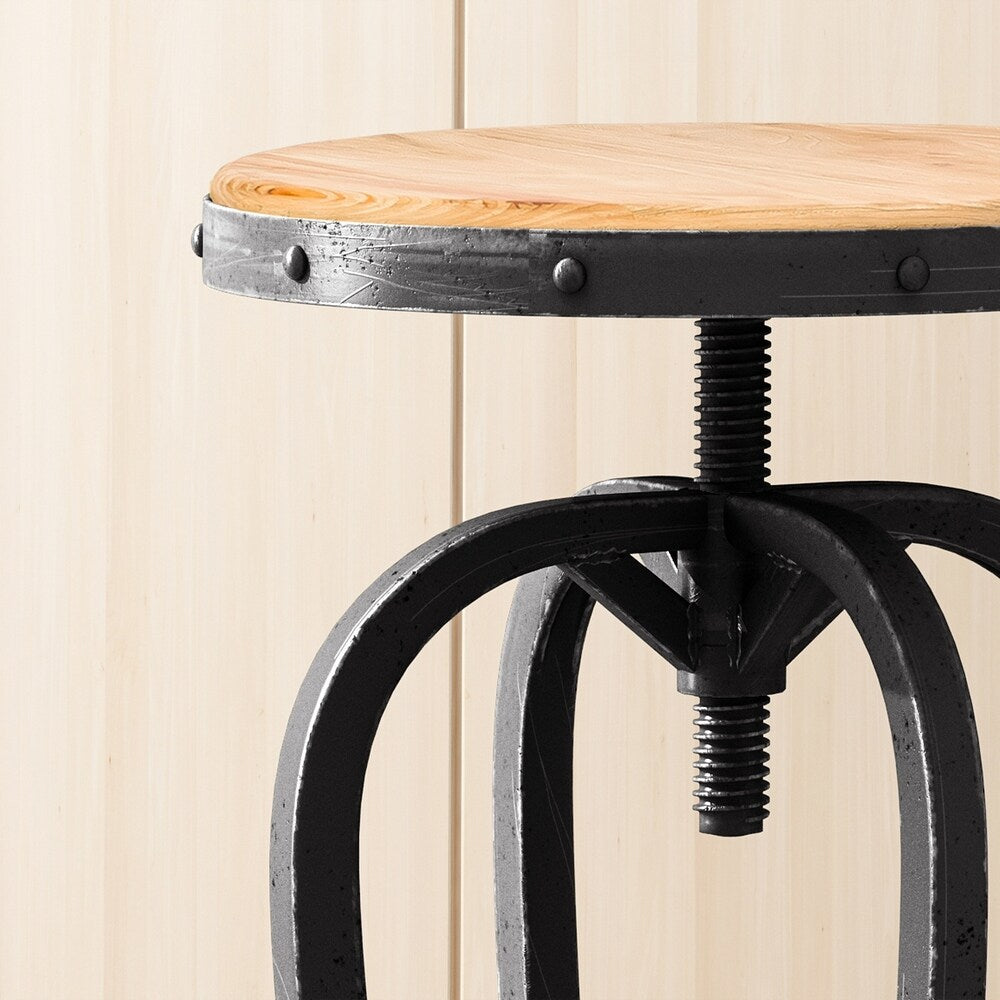 Farmdale Industrial Reclaimed Firwood Adjustable Height Swivel Bar Stool (Set of 2) by Christopher Knight Home