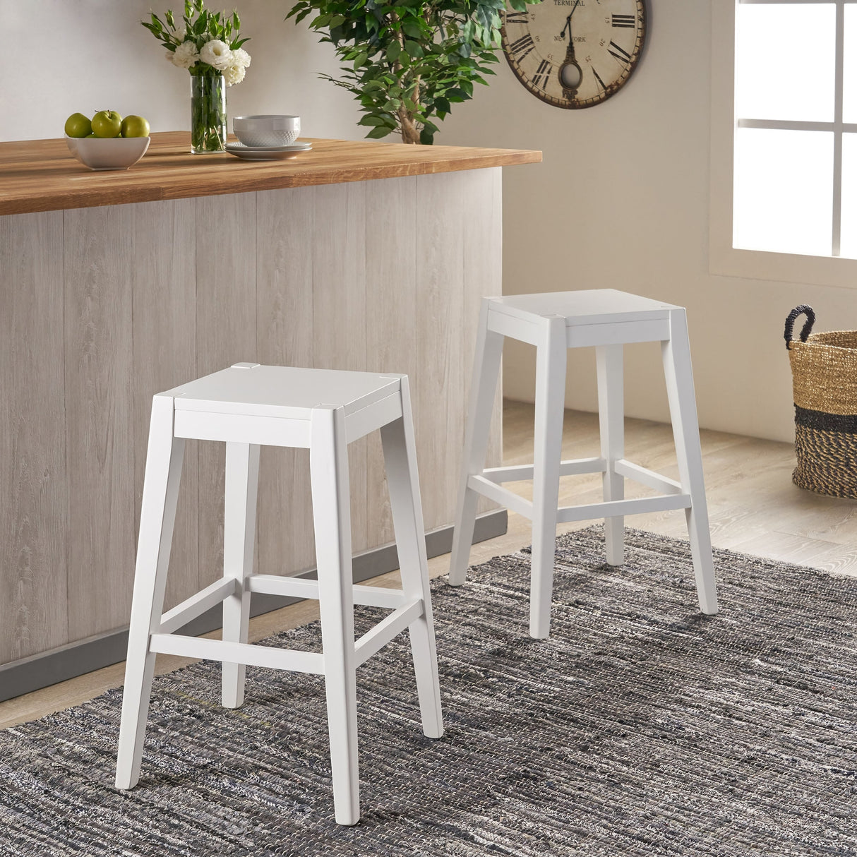 Farmhouse Wooden Counter Stool (Set of 2) by Christopher Knight Home