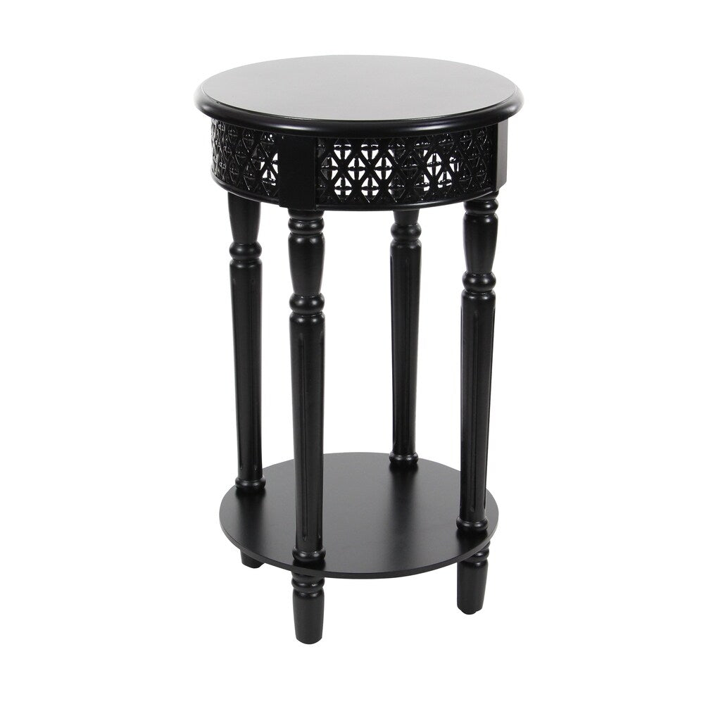 Farmhouse 27 Inch Round Black Wooden Side Table by Studio 350