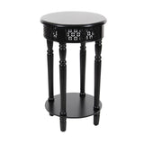 Farmhouse 27 Inch Round Black Wooden Side Table by Studio 350