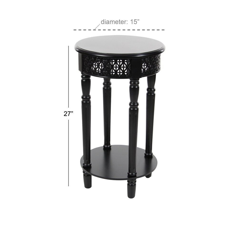 Farmhouse 27 Inch Round Black Wooden Side Table by Studio 350