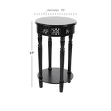 Farmhouse 27 Inch Round Black Wooden Side Table by Studio 350