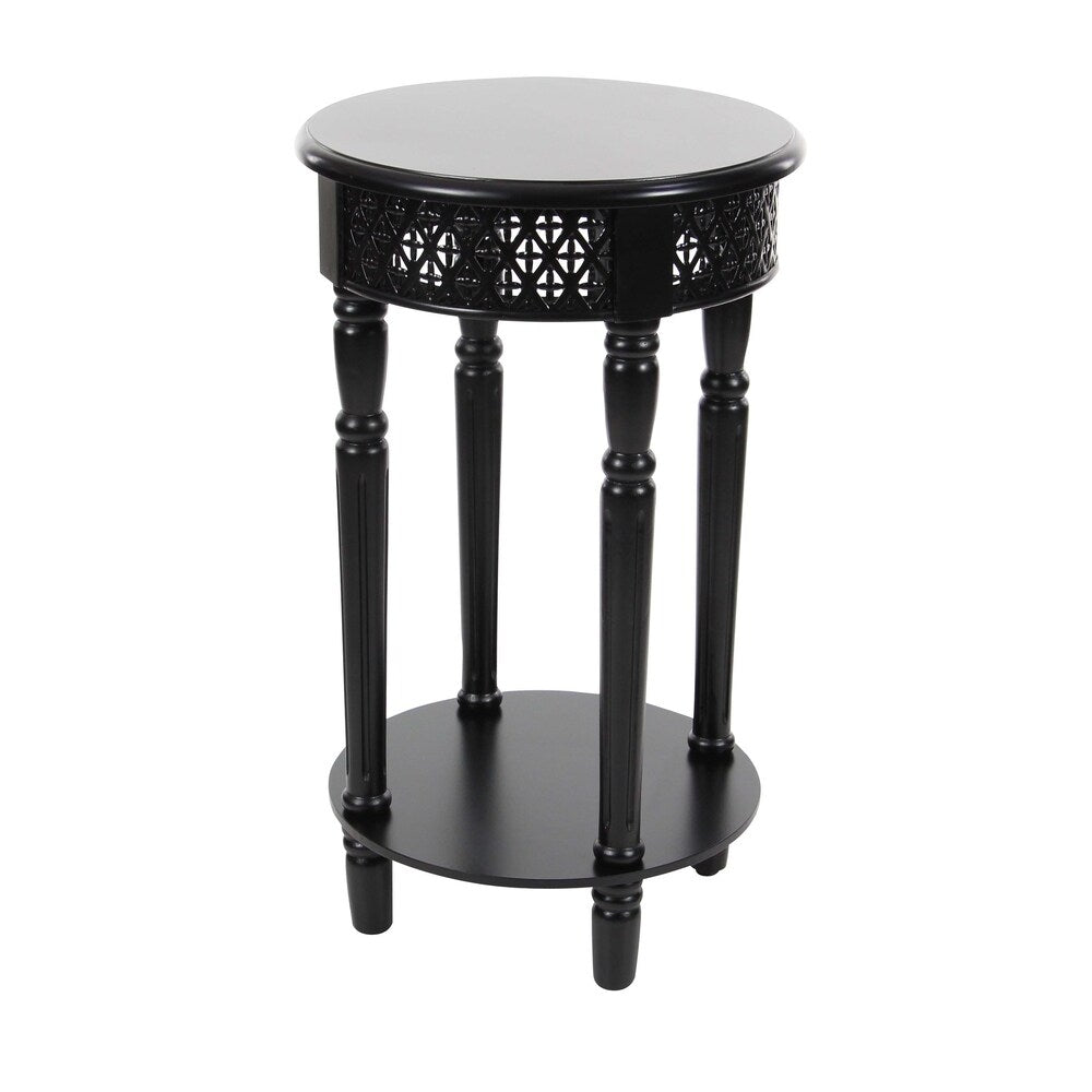 Farmhouse 27 Inch Round Black Wooden Side Table by Studio 350