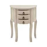 Farmhouse 28 Inch Demilune 3-Drawer Wooden Accent Table by Studio 350