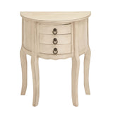 Farmhouse 28 Inch Demilune 3-Drawer Wooden Accent Table by Studio 350