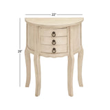 Farmhouse 28 Inch Demilune 3-Drawer Wooden Accent Table by Studio 350