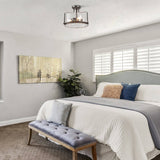 Modern Farmhouse 3-Light Drum Glass Semi-Flush Mount Ceiling Lights