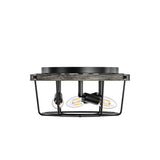Farmhouse 3-Light Metal Ceiling Lighting Fixture with Wood Grain Design