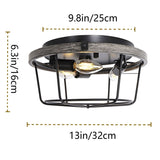 Farmhouse 3-Light Metal Ceiling Lighting Fixture with Wood Grain Design