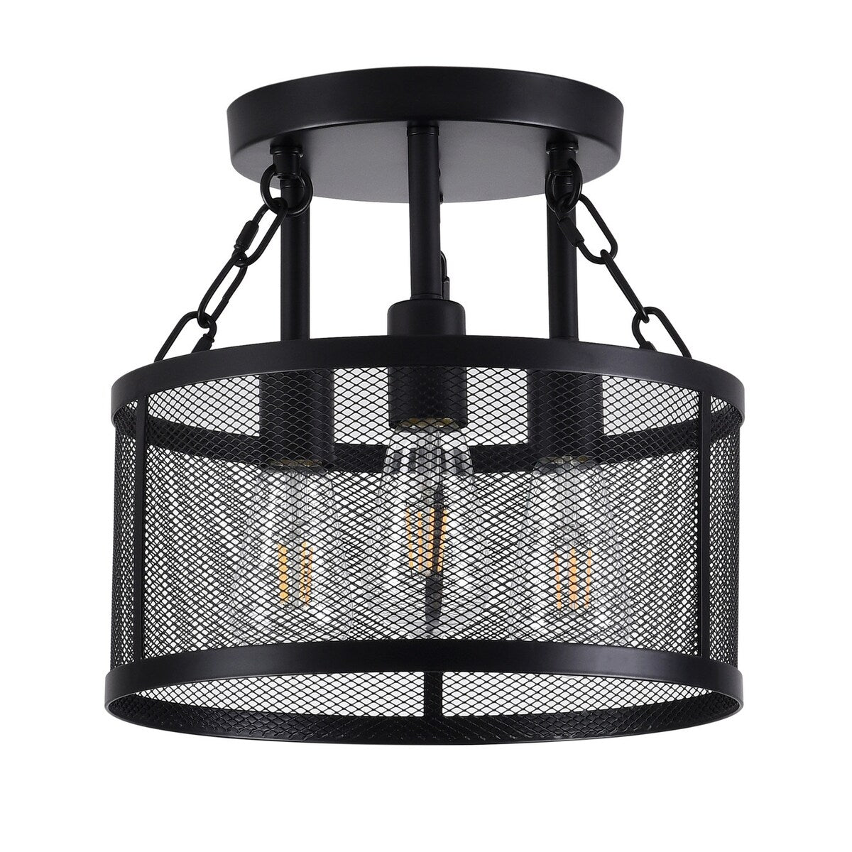 Farmhouse 3-Light Semi Flush Mount Metal Ceiling Light for Kitchen Bedroom Foyer