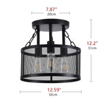Farmhouse 3-Light Semi Flush Mount Metal Ceiling Light for Kitchen Bedroom Foyer